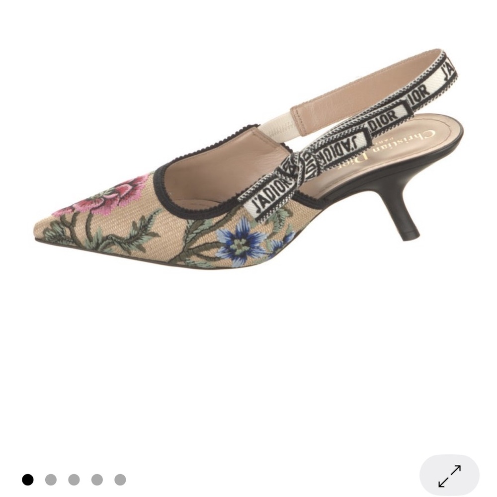 Dior Beige Floral Slingback Heels - Picture 3 of 5